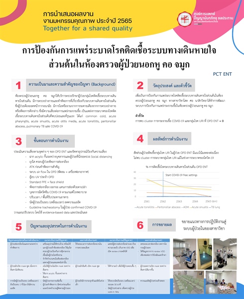 การป้องการแพร่ระบาดเชื้อระบบทางเดินหายใจส่วนต้นในห้องตรวจผู้ป่วนนอก หู คอ จมูก