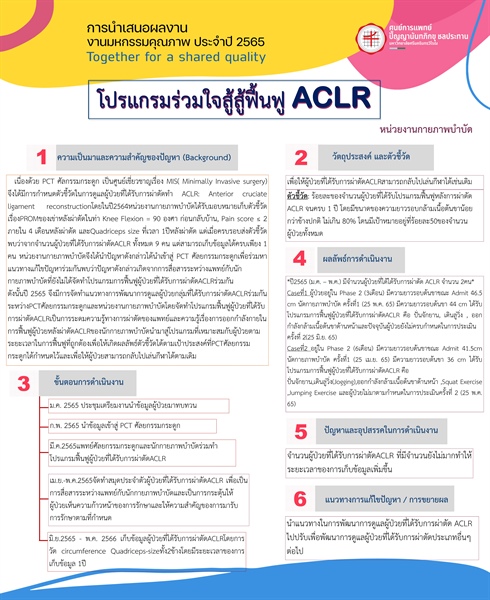 โปรแกรมร่วมใจสู้ๆฟื้นฟู ACLR