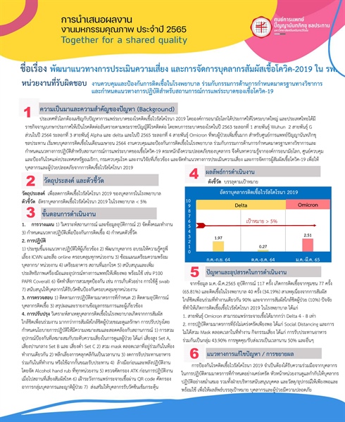 แนวทางการประเมินความเสี่ยง และการจัดการผู้สัมผัสเชื้อโควิค-19 ในสถานพยาบาล