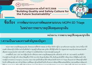 การพัฒนาระบบการคัดแยกตามระบบ MOPH ED Triage ในหน่วยการพยาบาลอุบัติเหตุและฉุกเฉิน