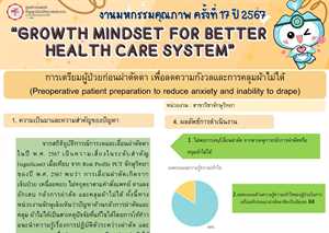 การเตรียมผู้ป่วยก่อนผ่าตัดตา เพื่อลดความกังวลและการคลุมผ้าไม่ได้ (Preoperative patient preparation to reduce anxiety and inability to drape)